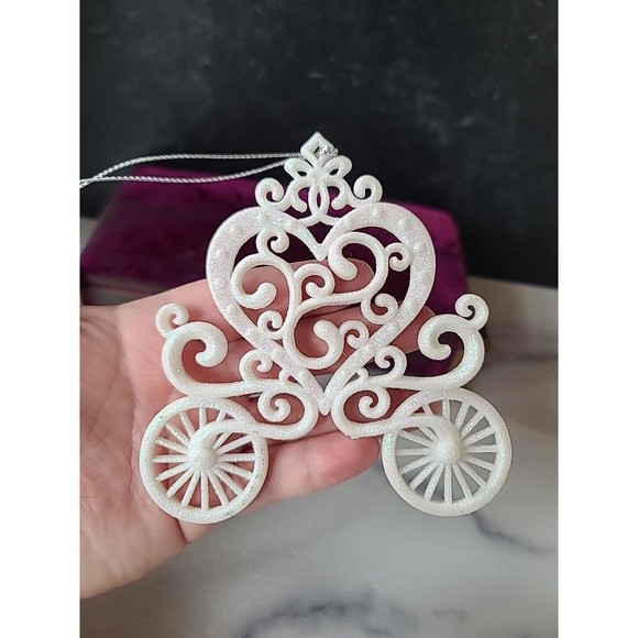White Christmas Carriage Ornament - Picture 3 of 10